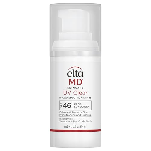 EltaMD UV Clear Face Sunscreen SPF 46, Oil Free Sunscreen with Zinc Oxide, Dermatologist Recommended, 0.5 oz