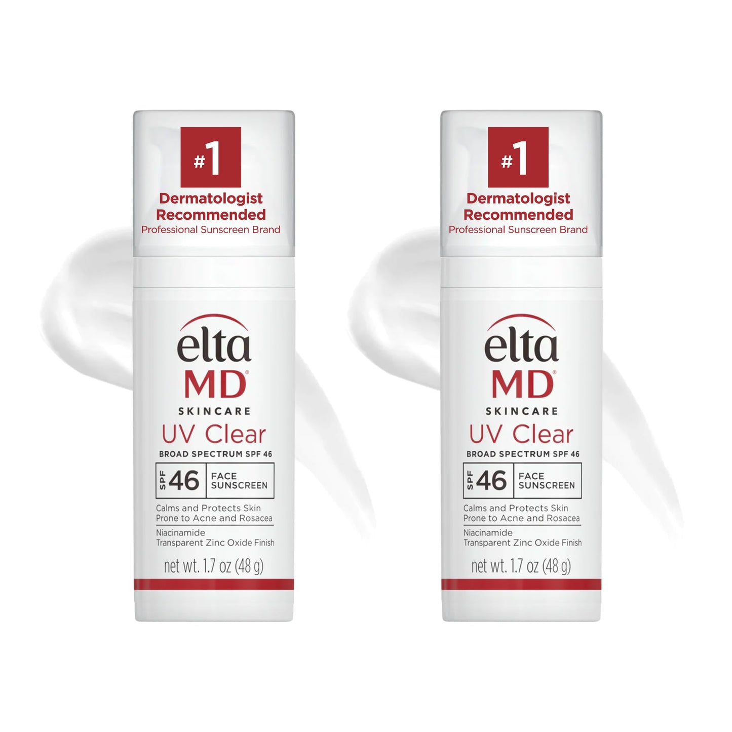 EltaMD UV Clear Face Sunscreen SPF 46, Oil Free for Face with Zinc Oxide, Dermatologist Recommended Sunscreen Lotion,1.7 oz Pump (Pack of 2)