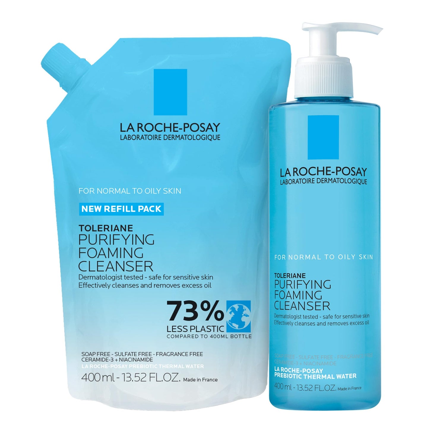 La Roche-Posay Toleriane Purifying Foaming Facial Cleanser Bundle, Oil Free Face Wash for Oily Skin with Niacinamide, Pore Cleanser WonÕt Dry Out Skin, Unscented